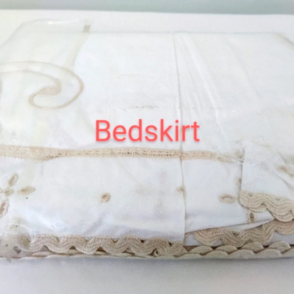 NOS Full/Queen Embroidered/Cutwork Duvet; FULL Bedskirt; STD Shams (2)